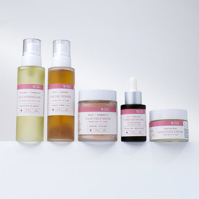 Set of skincare products on a white background