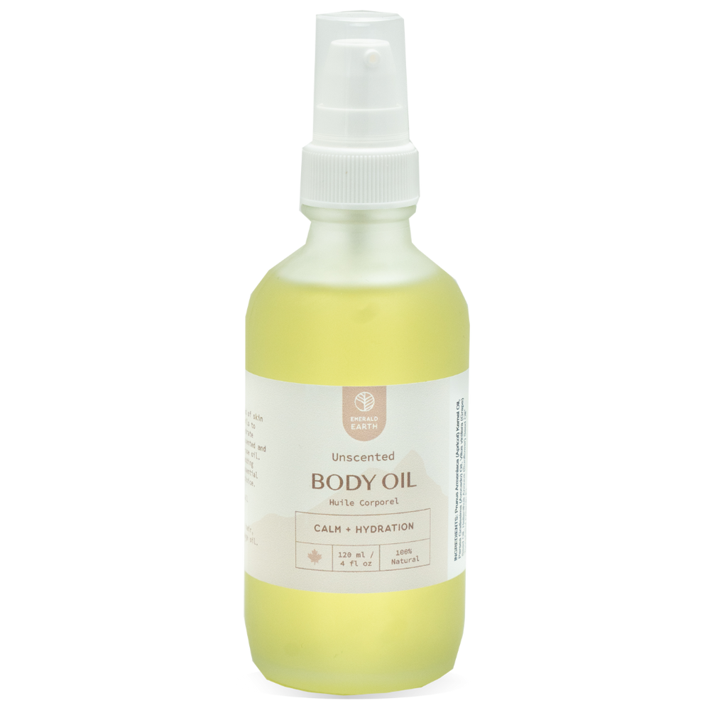 unscented calming body oil for dry and sensitive skin