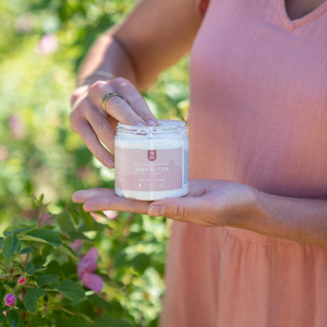 organic body butter with rose and lavender