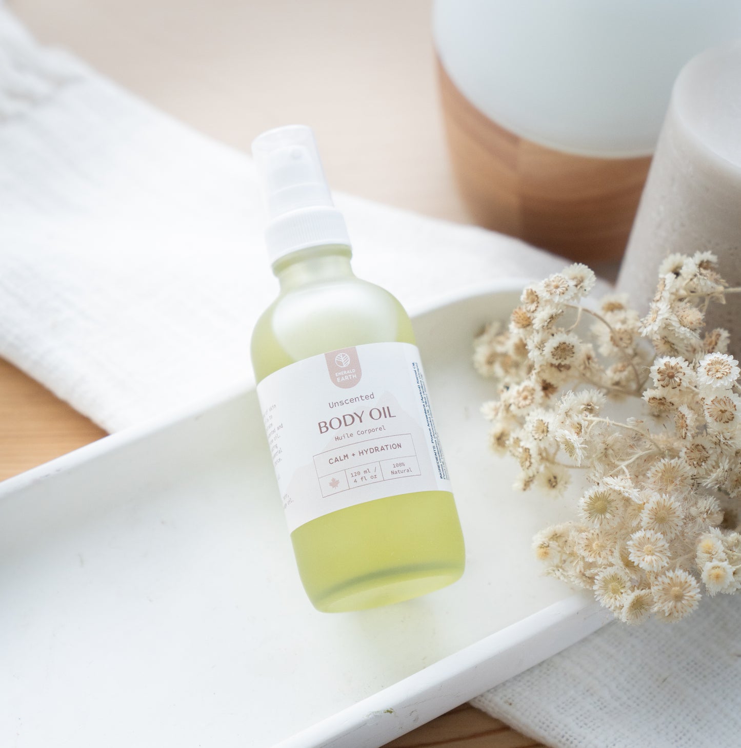 calm unscented body oil for dry and sensitive skin