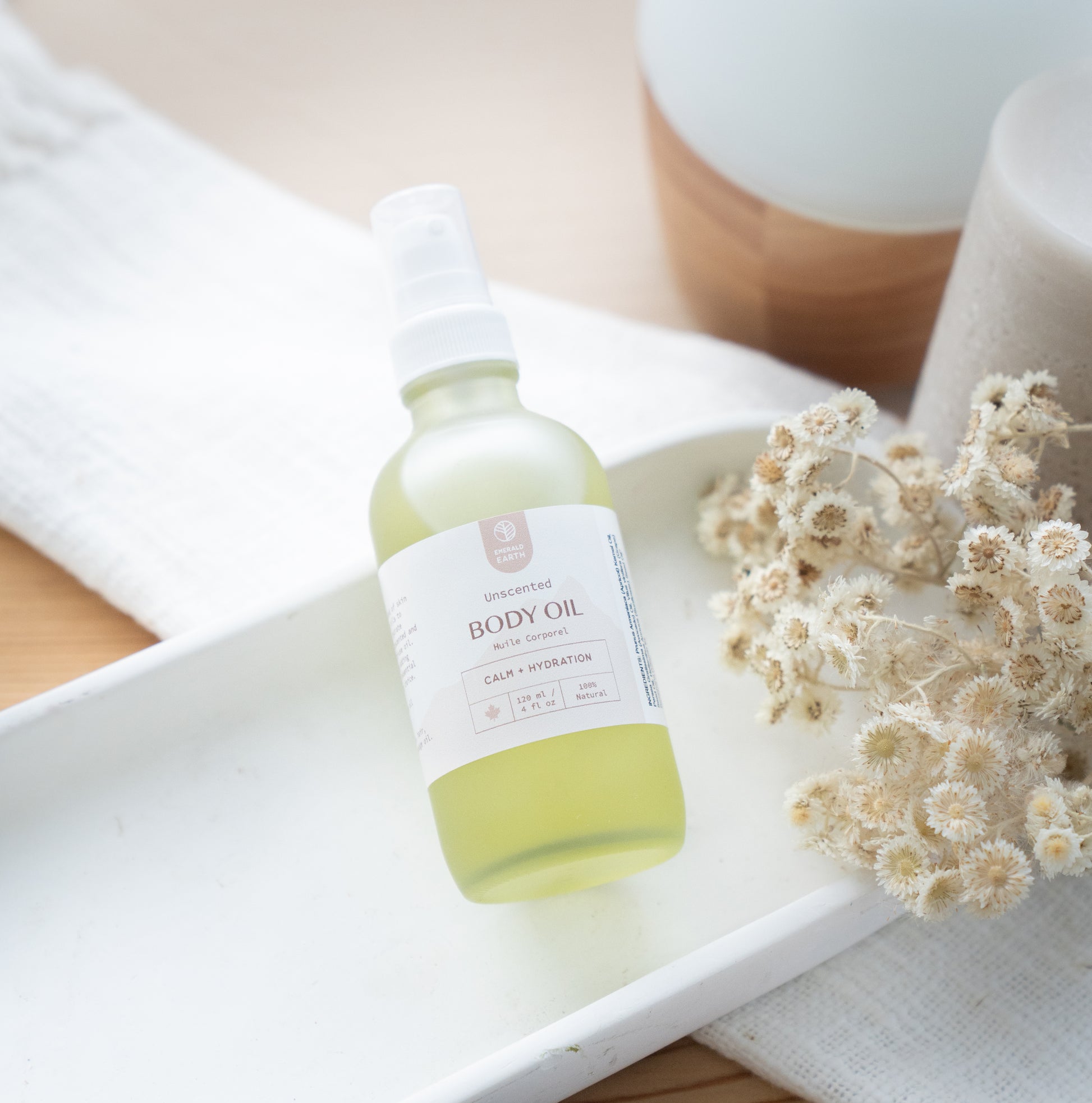 calm unscented body oil for dry and sensitive skin