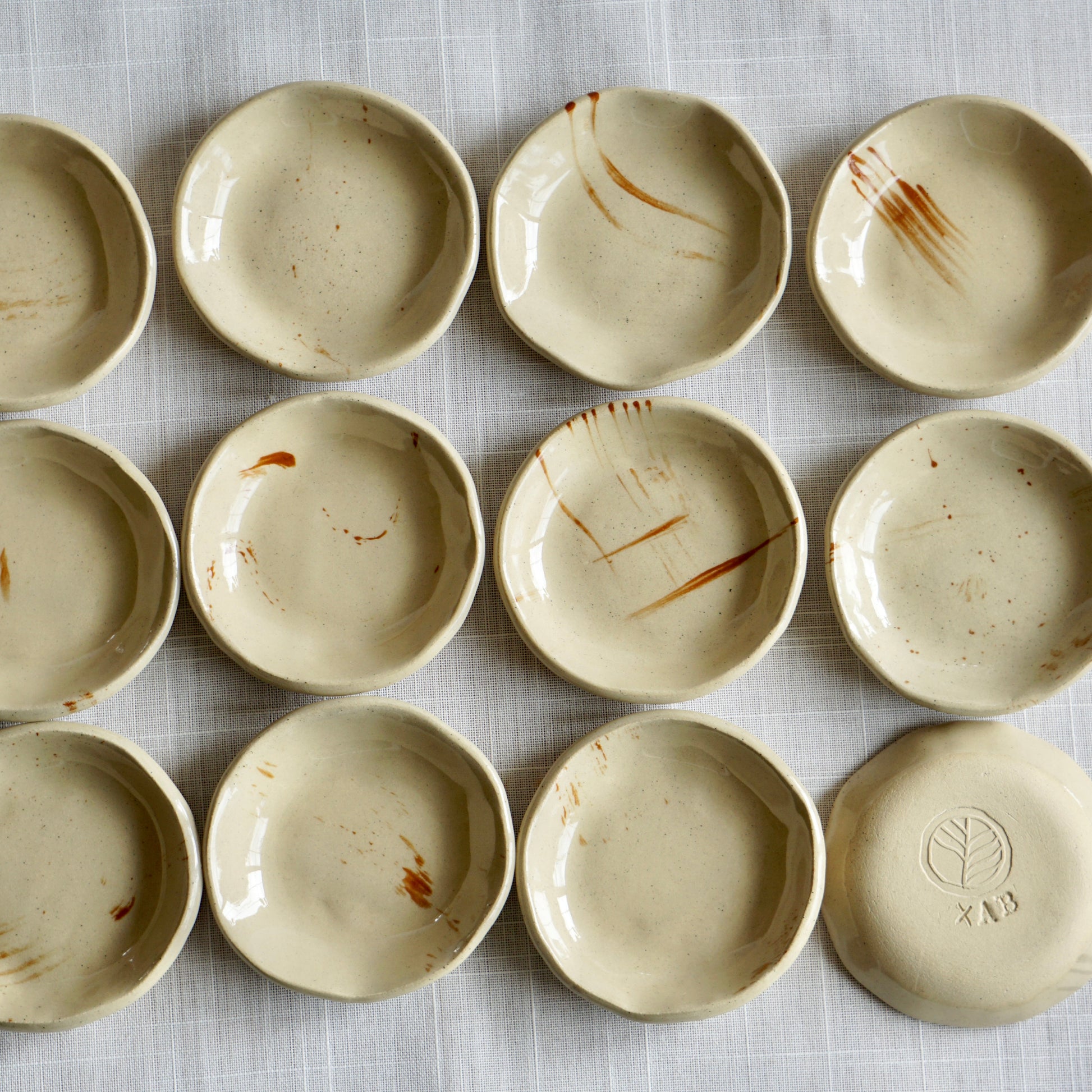 Gold and Tan Handcrafted Ceramic Dish