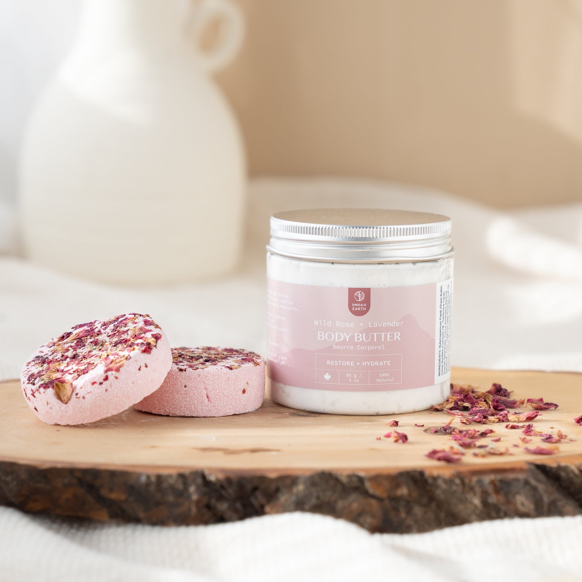 wild rose body butter and bath bomb