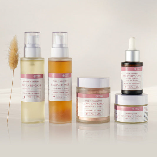 Set of skincare products on a neutral background