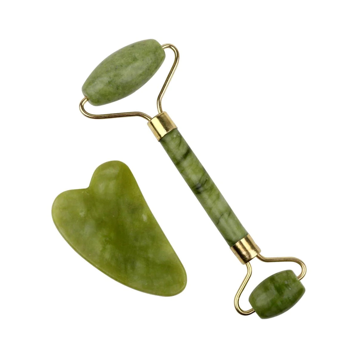 jade facial roller and gua sha set for facial massage