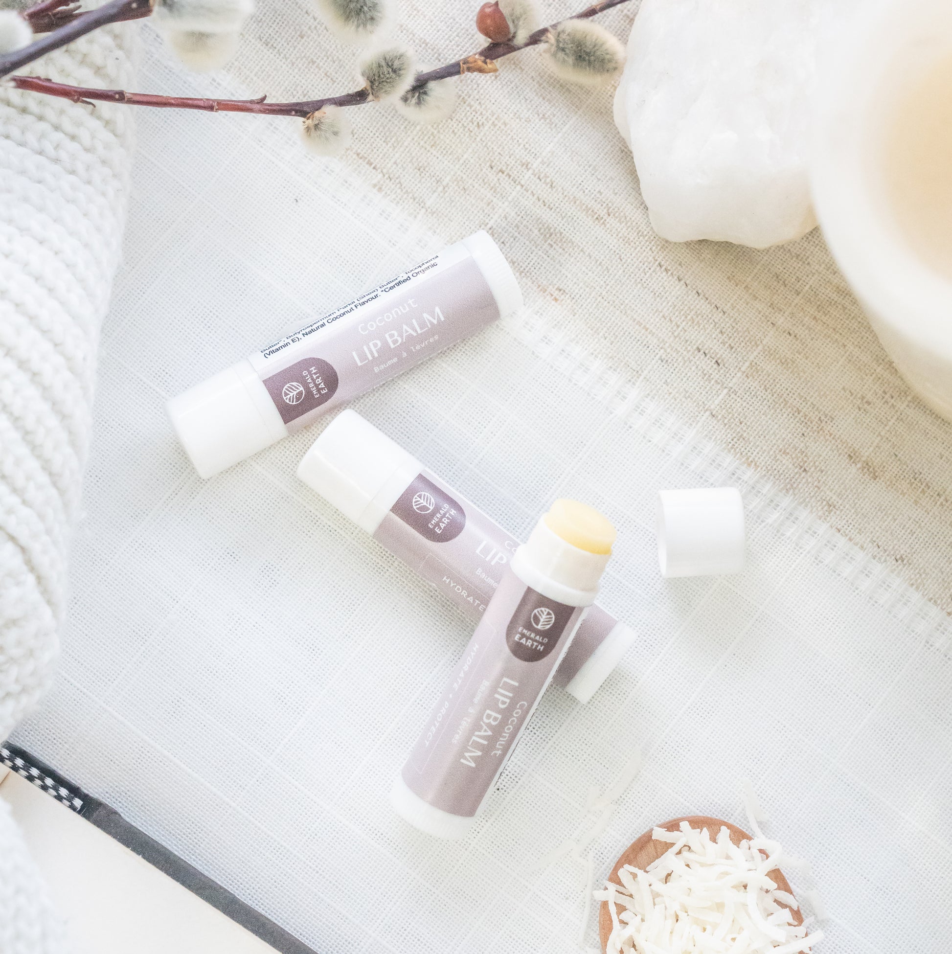 natural coconut lip balm made in Canada