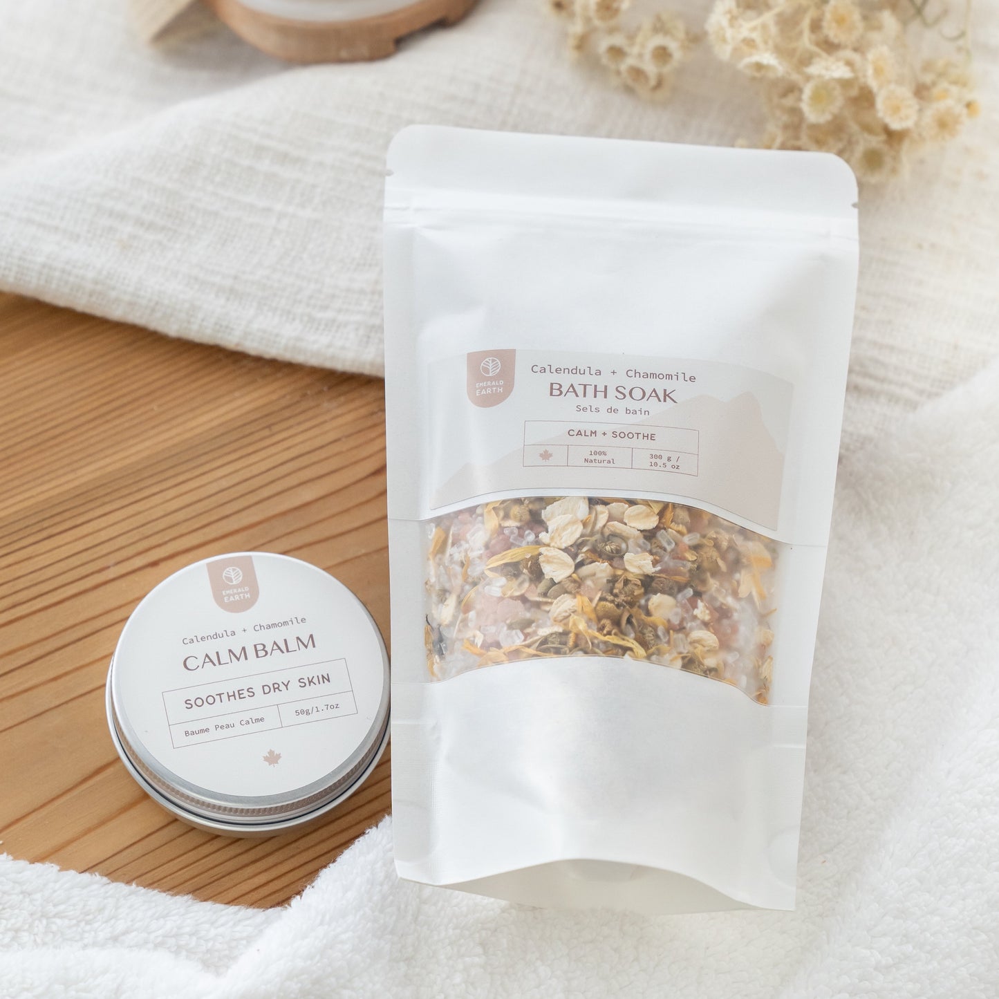 Calm bath and body products for sensitive skin