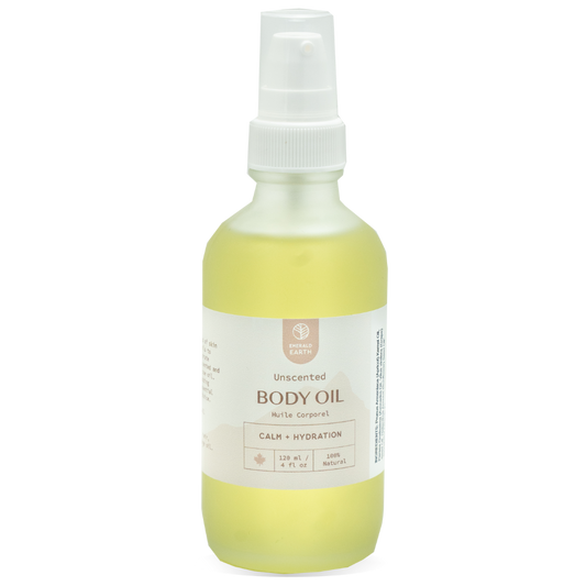 unscented calming body oil for dry and sensitive skin