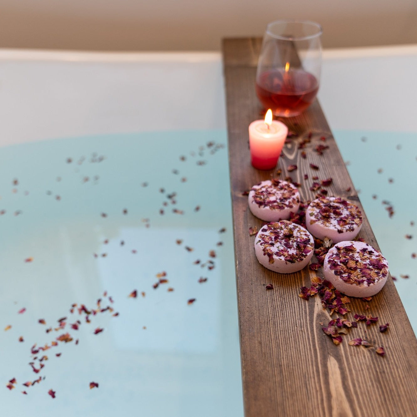 Decadent Rose Bath Bombs and Wine for a Romantic Night In