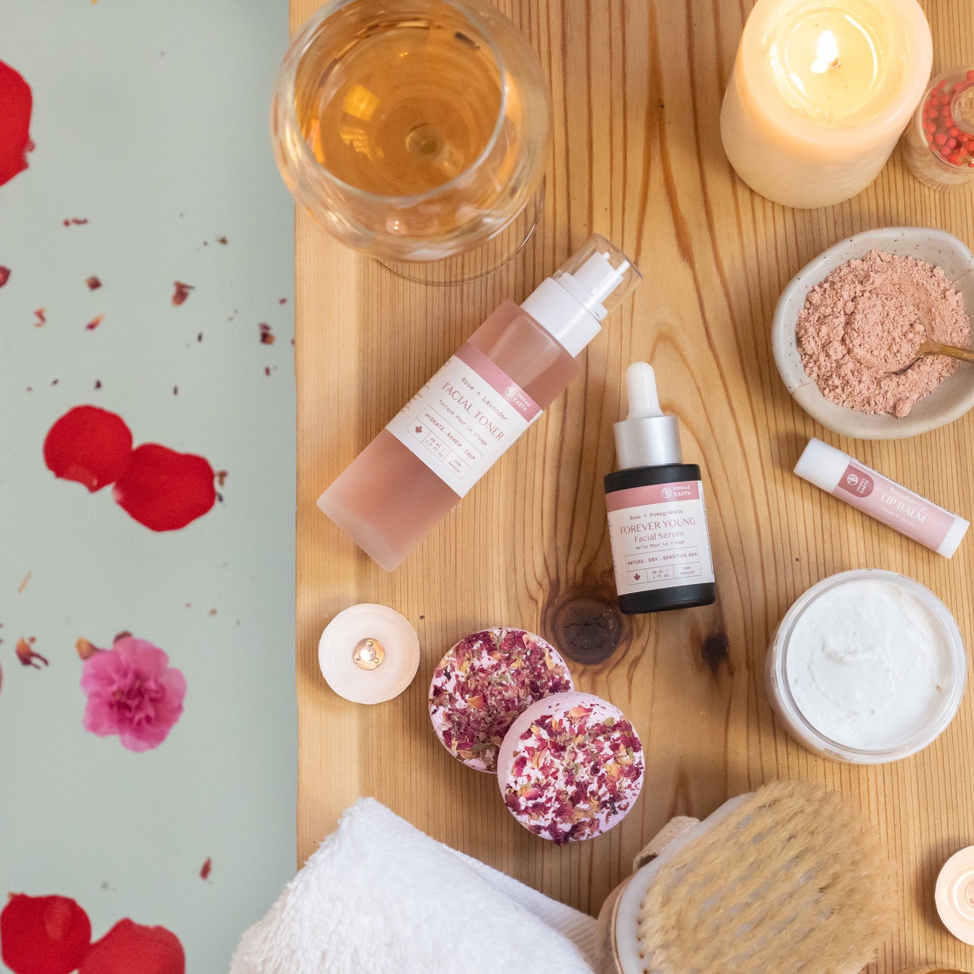 rose bath and body collection made in Canada